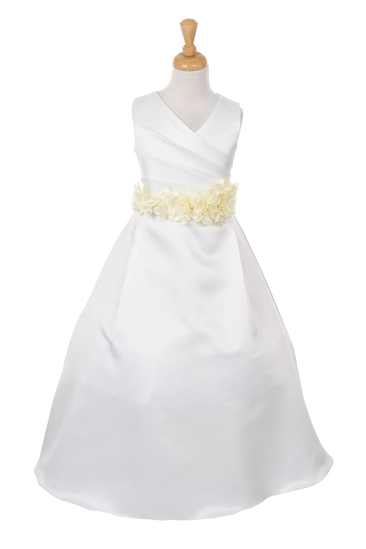 ivory dress with ivory flower sash